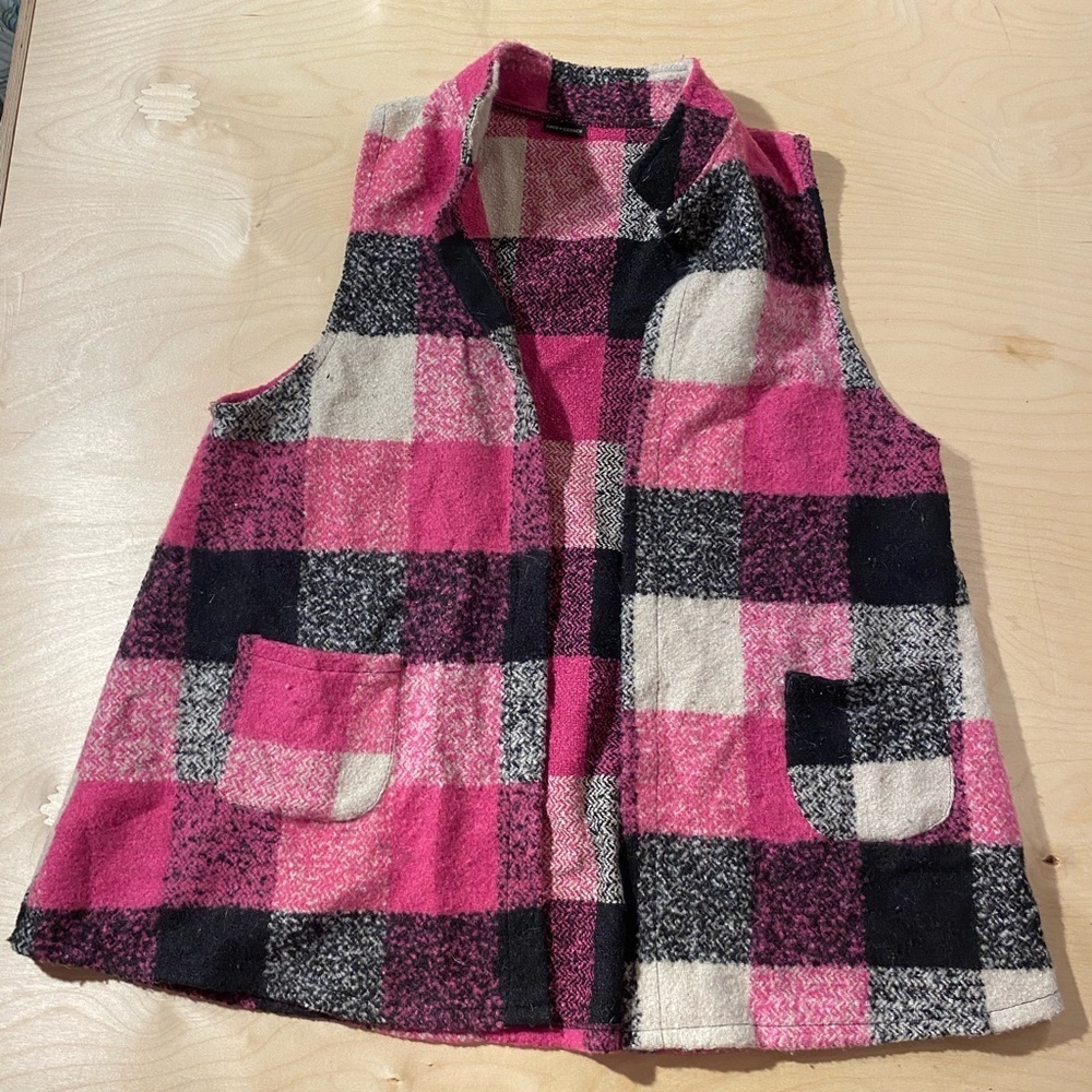 Coco + Carmen Pink and Black Checkered Sleeves Cardigan One Size (HM)